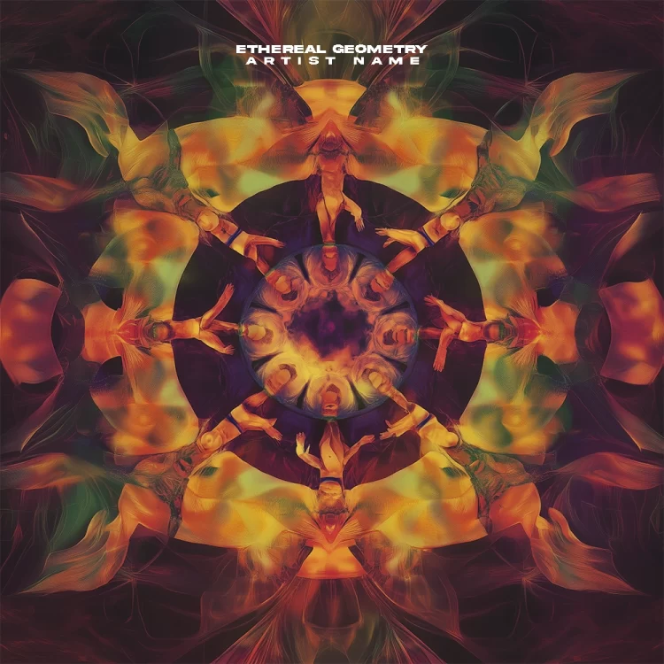 Ethereal Geometry - Dreamy Music Album Cover - a colorful mandala with people in the center