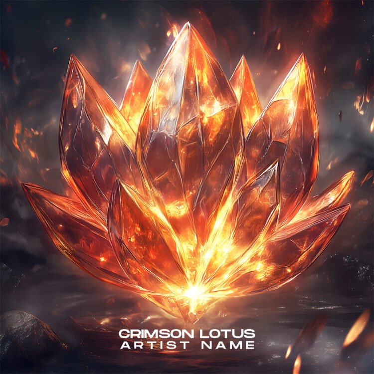 Crimson Lotus - Exotic Music Album Cover - a art of a crystal flower