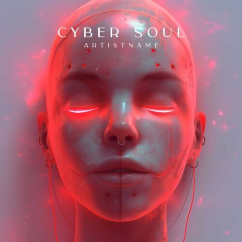 Cyber Soul - Futuristic Music Album Cover - A futuristic and edgy music album cover art featuring cyberpunk elements and vibrant neon colors.