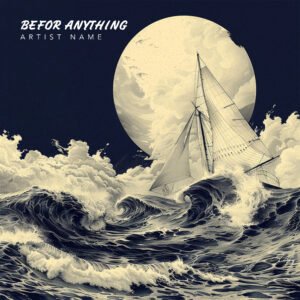 sailing ship stormy sea album cover art - Before Anything vintage engraving nautical design for indie and folk artists