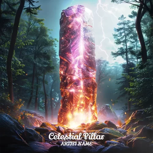 Celestial Pillar Album Cover - Cosmic and Customizable Design for Ambient and Electronic Artists