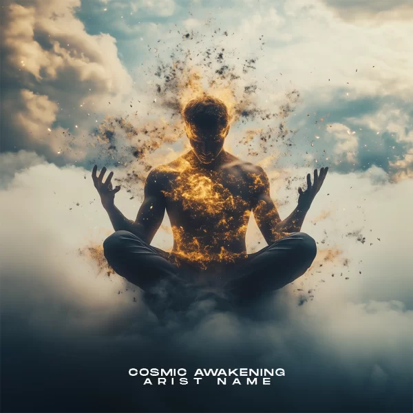 Cosmic Awakening - A celestial and vibrant premade album cover for electronic and ambient music.