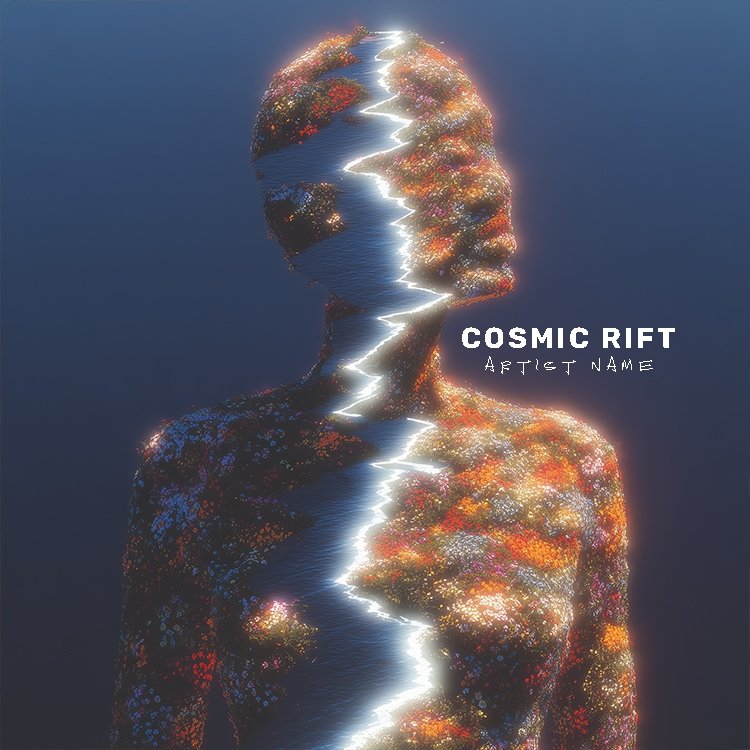 Cosmic Rift custom Cover Art Work Abstract figure with cosmic patterns