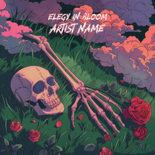 Elegy in Bloom - A melancholic and powerful premade album cover for rock and metal music.