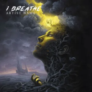dark vine figure rising album cover art - I Breathe gothic fantasy design for metal and post-rock artists