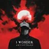 I Wonder - Dream Pop Album Cover - A contemplative music album cover featuring a dreamy scene with a figure gazing at a starry sky, surrounded by soft clouds and a glowing horizon.