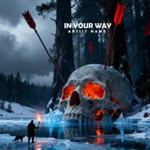 Giant skull with glowing eyes