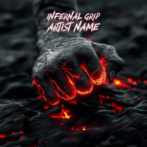 Infernal Grip - A dark and aggressive premade album cover for metal, death metal, and rock music.