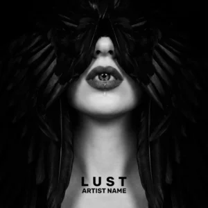 dark feather wings album cover art - Lust surreal gothic black and white design for dark pop and R&B artists