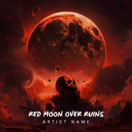 Red Moon Over Ruins The text on the Cover Art is just a placeholder, your title and logo will be added to the design after purchase. You will also get the Cover Art image without the logo and text which you can use for other promotional content. This Cover Art size is 3000 x 3000 px, 300 dpi, JPG/PNG, and can be used on all major music distribution websites.