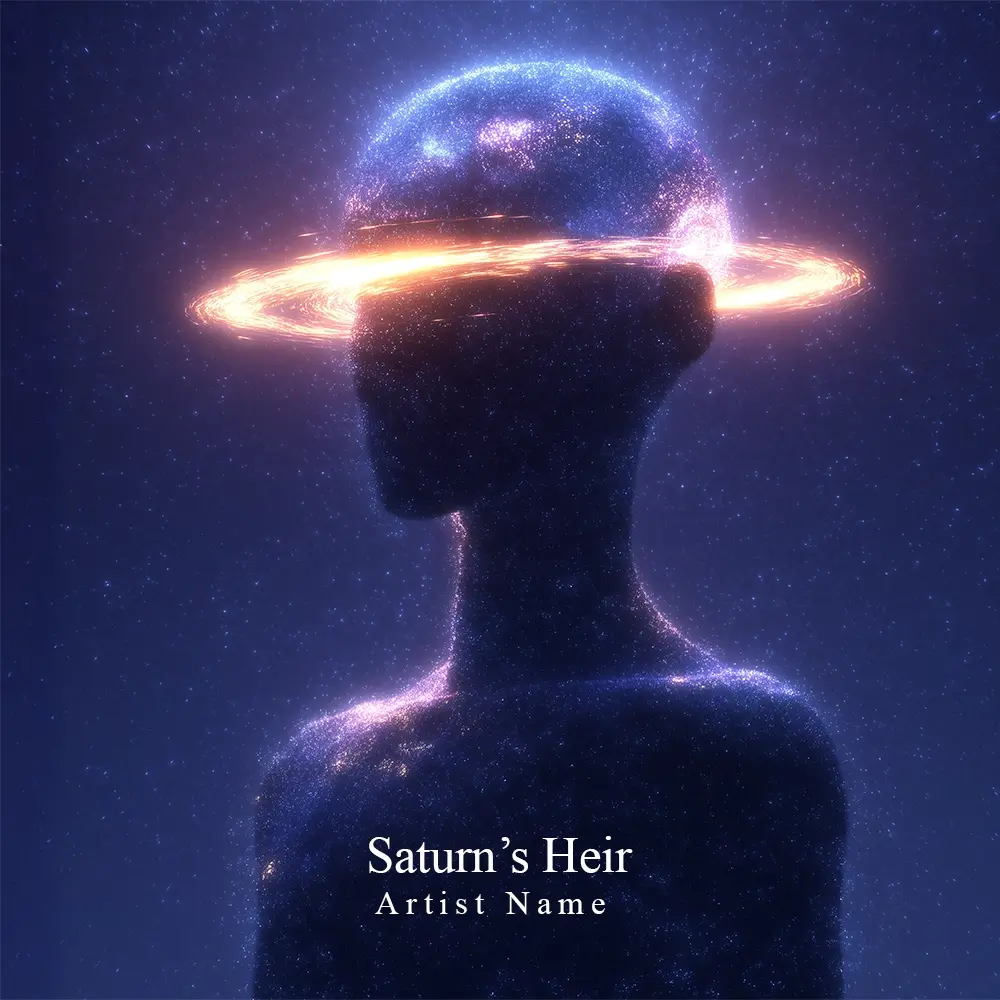 Saturn’s Heir Ethereal figure with glowing halo