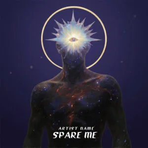Spare Me dark spiritual album cover art with cosmic third eye, crystal spikes, and sacred golden halo