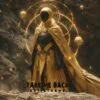 Take Me Back - A majestic music album cover featuring a golden-robed figure with a helmet, surrounded by cosmic rings and planets.