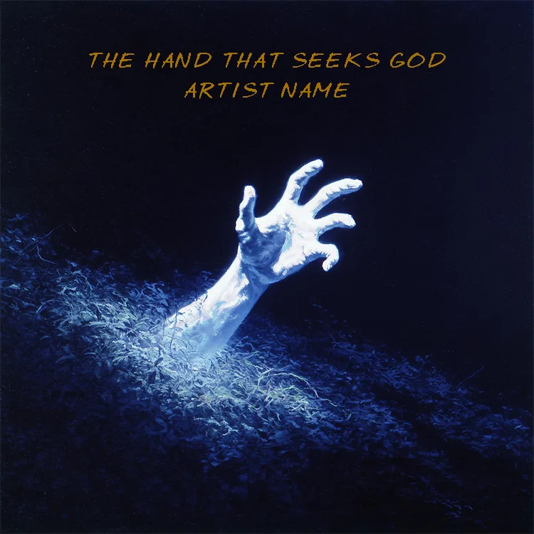 Reaching hand in dark background