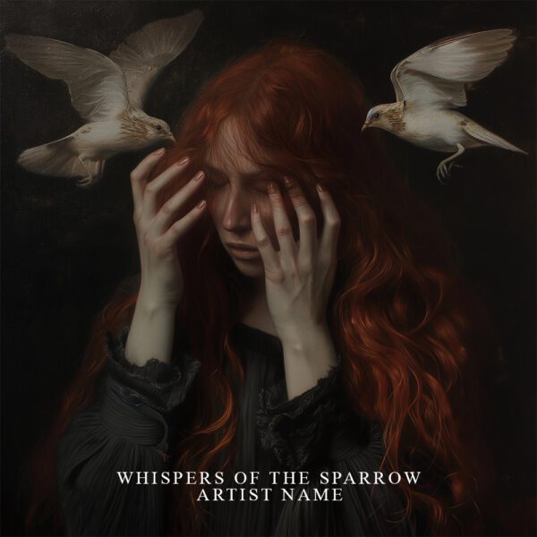 Whispers of the Sparrow - A mysterious and atmospheric premade album cover for rock, metal, and EDM music.