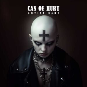 Can of Hurt - A dramatic music album cover featuring a gothic figure with pale skin, dark makeup, and a cross on their forehead.
