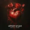 Captivity of Love - Dark Pop Album Cover - A dramatic music album cover featuring a heart pierced by arrows with red roses, set against a dark, textured background with dripping blood.