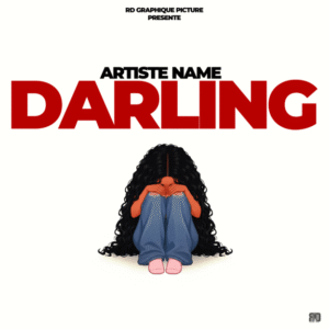 sad girl illustration album cover art – Darling emotional minimalist cartoon design for R&B and Afrobeats artists