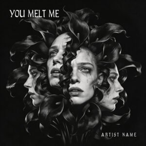 crying faces dark floral album cover art - You Melt Me gothic illustration design for dark romance and indie artists