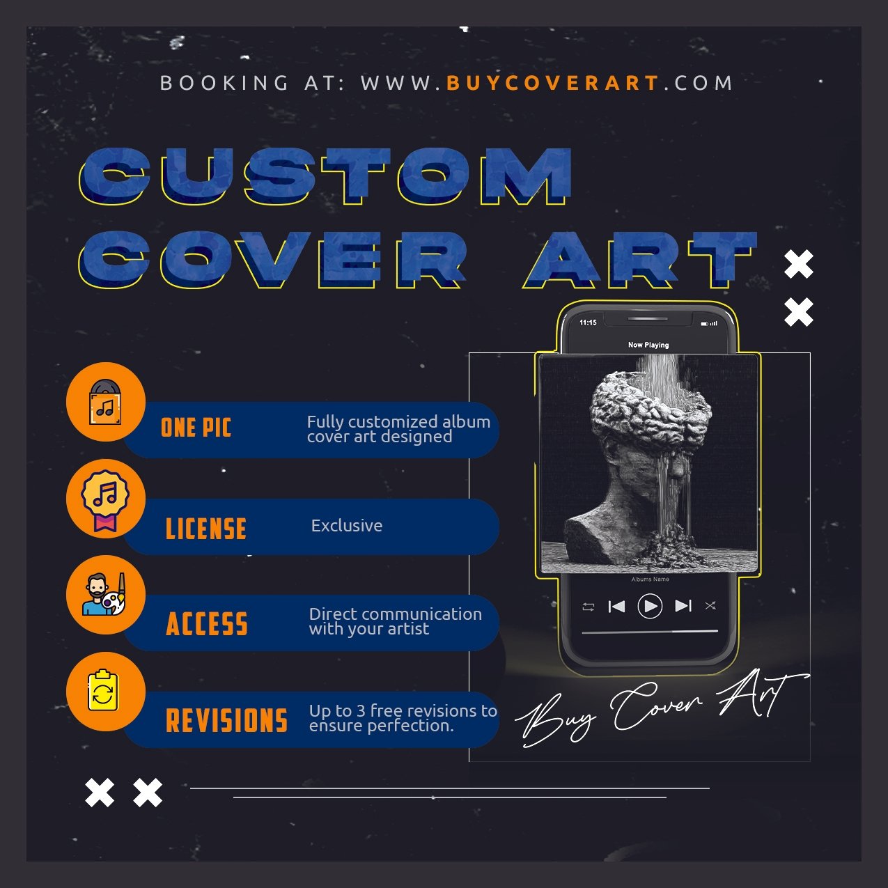 Custom Cover Art | Exclusive Album Design Service Custom Cover Art Custom Cover Art - Fully customized exclusive cover art design service for albums and singles