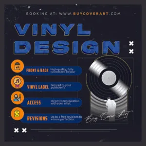 Custom Vinyl Record Design service including front and back cover and vinyl label for musicians