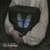 Dark emotional album cover art featuring a close-up painting of a person in a white linen tunic cradling a black box that encloses a glowing blue butterfly amidst a starry night backdrop.