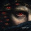 A menacing Infernal Eyes music cover art featuring glowing red eyes peering through thick dark smoke and embers.