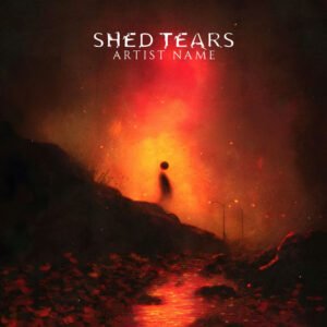 lone figure fire apocalypse album cover art - Shed Tears dark cinematic design for metal and post-rock artists