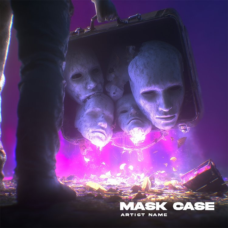 A surreal Mask Case music cover art featuring a detailed, artistic mask being held or displayed in a conceptual, atmospheric setting.