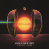 A surreal Only-In-Your-Eyes_Album_Cover_Art showing a giant human head split down the middle to reveal a huge glowing orange sun with a horizontal glitch rainbow beam passing through the left eye in a dark starry space backdrop.