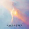 A translucent silhouette with a glowing heart, bathed in soft light rays against a pastel blue and orange backdrop, symbolizing ethereal energy.