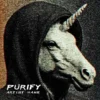 A striking Purify album cover art featuring a mysterious figure with a unicorn head wearing a hoodie, depicted with a unique glitch or pixelated effect.
