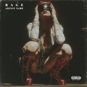 An intense Rage music cover art featuring a powerful burst of red and orange energy, symbolizing raw emotion and fire.