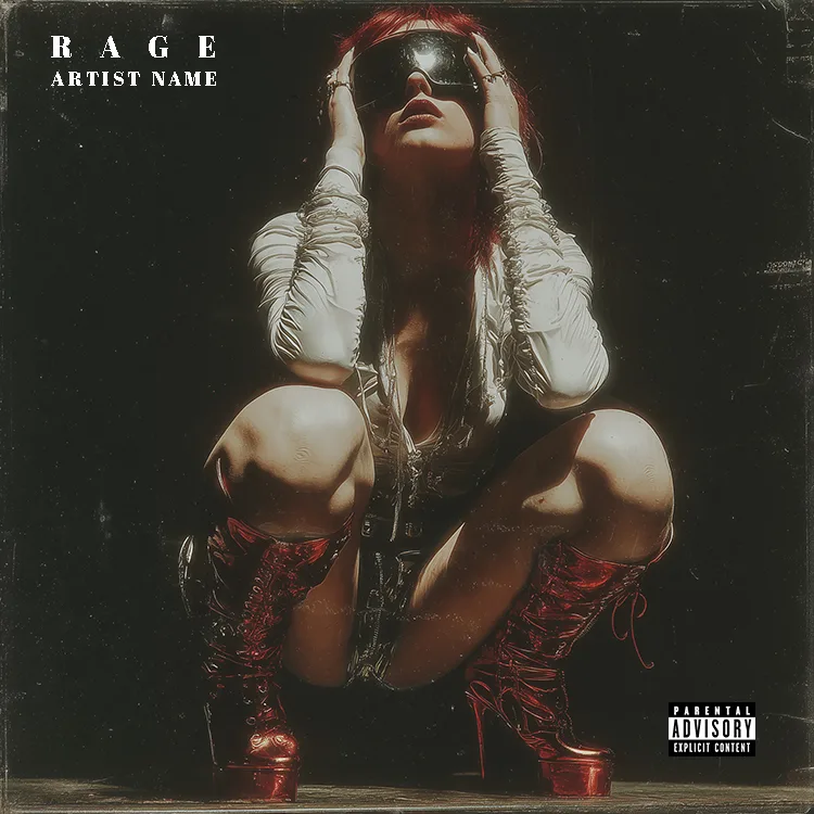 An intense Rage music cover art featuring a powerful burst of red and orange energy, symbolizing raw emotion and fire.