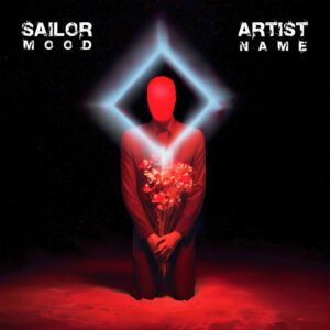 red faceless figure flowers album cover art - Sailor Mood dark cinematic concept design for gothic and alternative artists