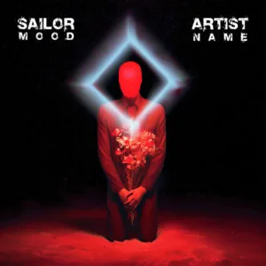 red faceless figure flowers album cover art - Sailor Mood dark cinematic concept design for gothic and alternative artists