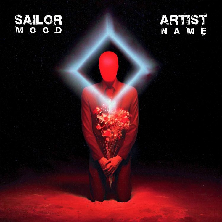 Sailor Mood red faceless figure flowers album cover art red faceless figure flowers album cover art - Sailor Mood dark cinematic concept design for gothic and alternative artists