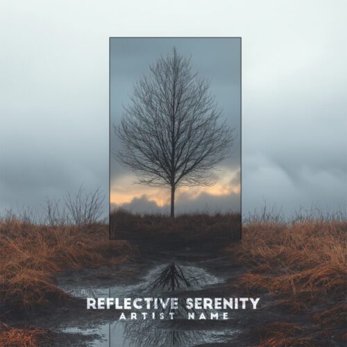 Reflective Serenity - Surreal album cover featuring a lone tree reflected in a pool of water with a dreamlike atmosphere.