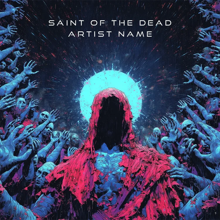 A dark and majestic Saint of the Dead music cover art featuring a skeletal or ghostly saint-like figure in ornate robes.