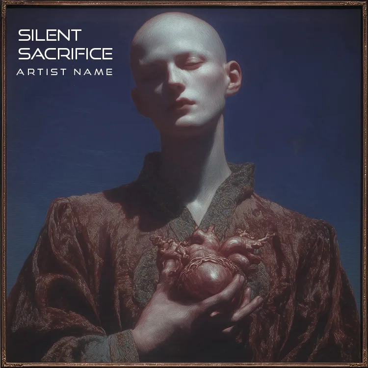A powerful Silent Sacrifice music cover art featuring a poignant and emotional conceptual scene with deep shadows and evocative lighting.