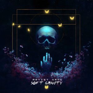 skull butterflies flowers dark album cover art - Soft Gravity dark gothic floral design for indie and post-rock artists