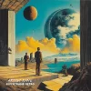 Supertramp Retro Futuristic Album Cover featuring a surreal cosmic landscape with two figures overlooking a futuristic cityscape.