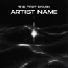 A minimalist The First Spark album cover art featuring a single bright light or star emerging from a dark, wavy, cosmic landscape with subtle white particles.