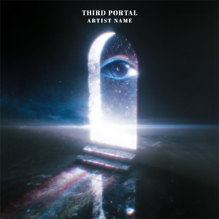 A mystical Third Portal music cover art featuring a glowing doorway or celestial gate leading into a vibrant, starry dimension.