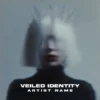 A blurred and abstract Veiled Identity album cover art featuring a mysterious figure with spiky hair, conveying anonymity and modern electronic vibes.