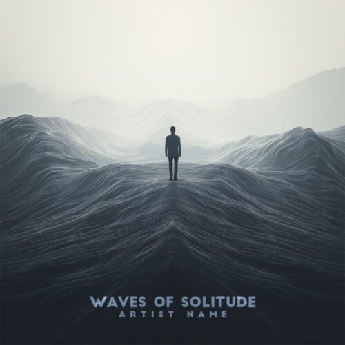 Waves of Solitude - A minimalist and atmospheric album cover for ambient and post-rock music.